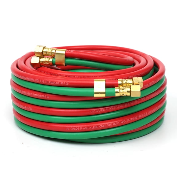 DYNAMIC POWER 1/4" x 50' Twin Welding Hose Meets RMA/CGA Standards for Grade R, Type D)