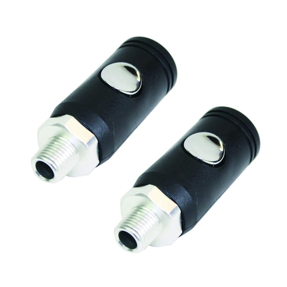 DYNAMIC POWER 2 in 1 Safety Coupler 1/4 in. Male Thread, Safety Air Plug Coupler (Male) (2 Packs)