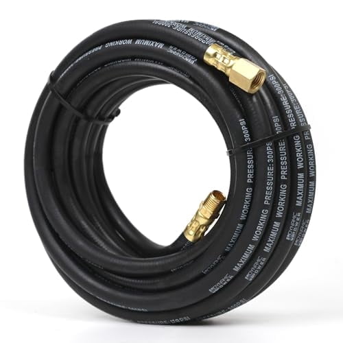 DYNAMIC POWER 25-FT. x 1/4 IN.ID Heavy-duty RUBBER Air Hose Industry-standard NPT threading