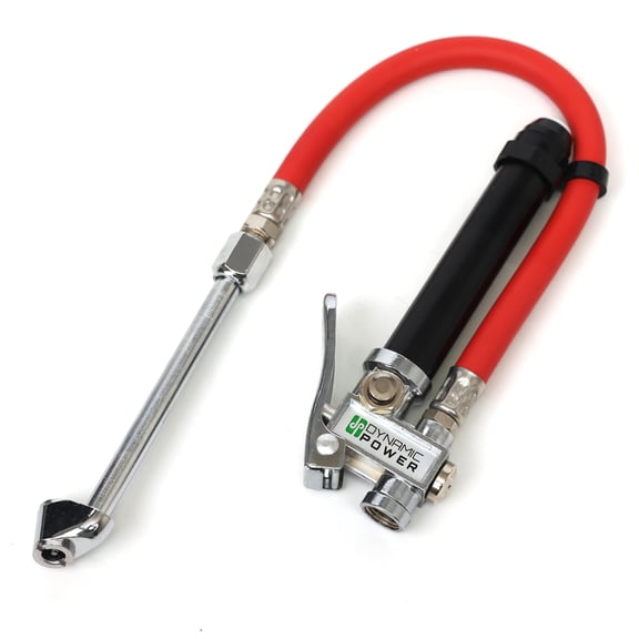 DYNAMIC POWER Dual Foot Chuck Inflator with 12 Rubber Hose, 1/4" Female NPT.