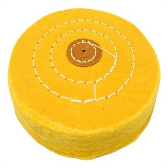 DYNAMIC Yellow Cotton Wheel | 5" Diameter Buff with 45 Layers of Cotton | High-Grade Yellow Muslin | Circular Stitching | Hardened Shellac Center | Ideal for Shining, Polishing, Perfecting Works