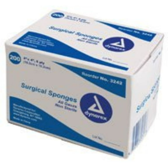 DYNAREX Gauze Sponge Cotton 8-Ply 4 X 4" Square (#3342, Sold Per Box)