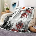 thumbnail image 1 of DYNH Japanese Cherry Blossom Throw Blankets, Asian Japanese Wave Kanagawa Throw Flannel Blankets for Couch & Bed, Asian Anime Mount Red Sun Plush Cozy Fuzzy Blanket, 60X70, 280gsm, 1 of 6