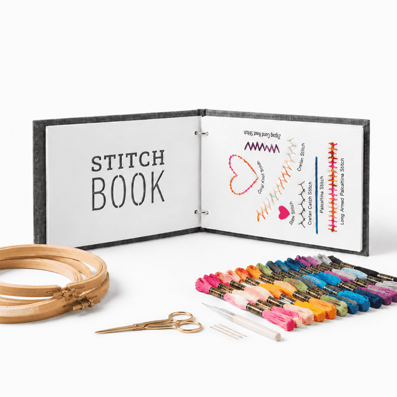 Beginner Embroidery Practice Notebook with Detachable Pre-Printed Fabric Sheets for Hand Sewing Diy Craft
