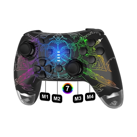 DYONDER Wireless Switch Pro Controller for Switch/Lite/OLED/PC/Android with RGB Light,Turbo Macro