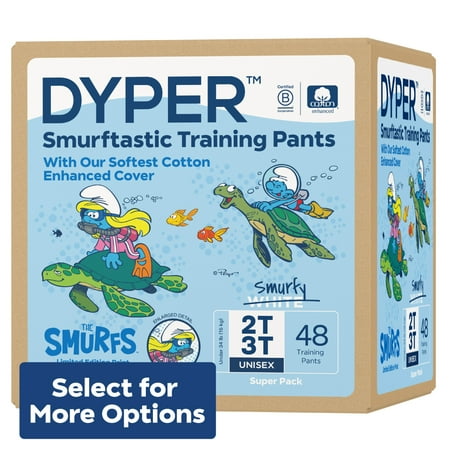 DYPER Cotton-Enhanced Training Pants Smurfs Edition, Size 2T-3T, 48 Count (Select for More Options)