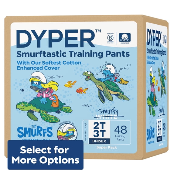 DYPER Cotton-Enhanced Training Pants Smurfs Edition, Size 2T-3T, 48 Count (Select for More Options)