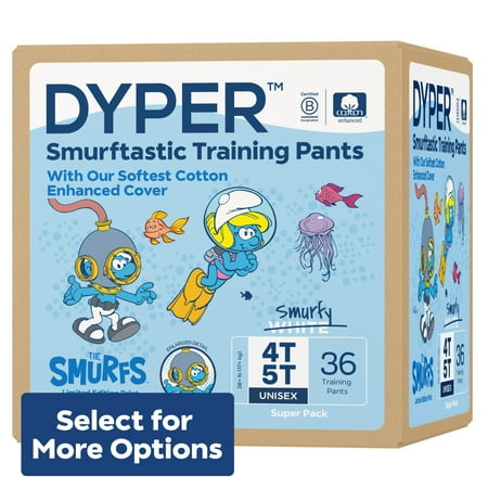 DYPER Cotton-Enhanced Training Pants Smurfs Edition, Size 4T-5T, 36 Count (Select for More Options)