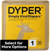 DYPER Simply Kind Diapers, Remarkably Soft, Size 1, 36 Count (Select For More Options)