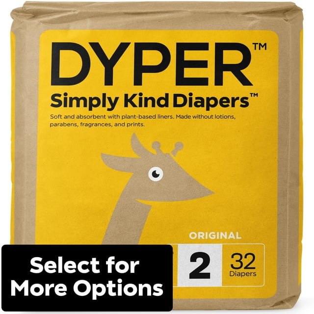 DYPER Simply Kind Diapers, Remarkably Soft, Size 2, 32 Count (Select