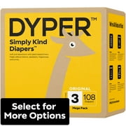 DYPER Simply Kind Diapers, Remarkably Soft, Size 3, 108 Count (Select For More Options)
