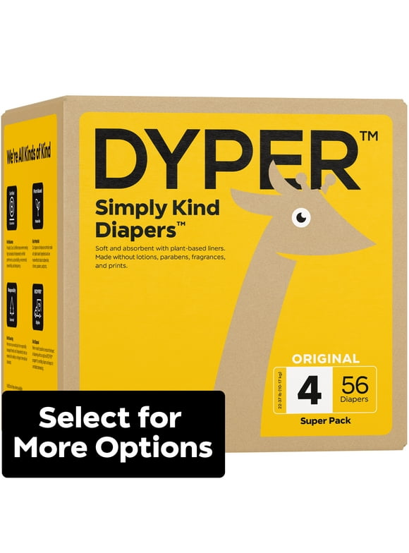 DYPER Simply Kind Diapers, Remarkably Soft, Size 4, 56 Count (Select For More Options)