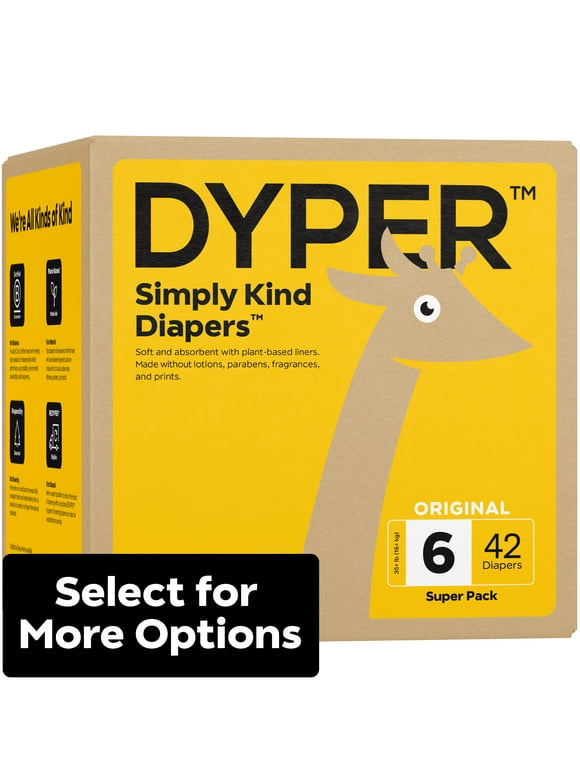 DYPER Simply Kind Diapers, Remarkably Soft, Size 6, 42 Count (Select For More Options)