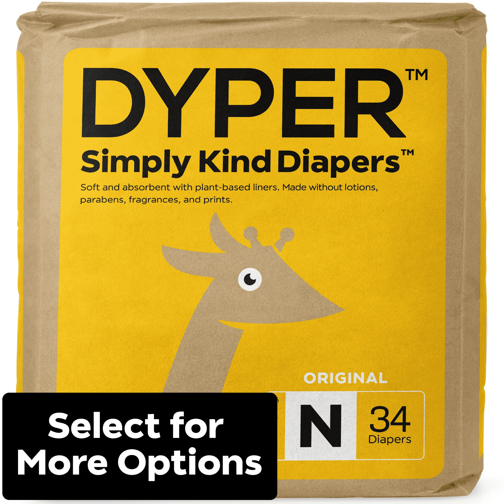 DYPER Simply Kind Diapers, Remarkably Soft, Size Newborn, 34 Count (Select For More Options