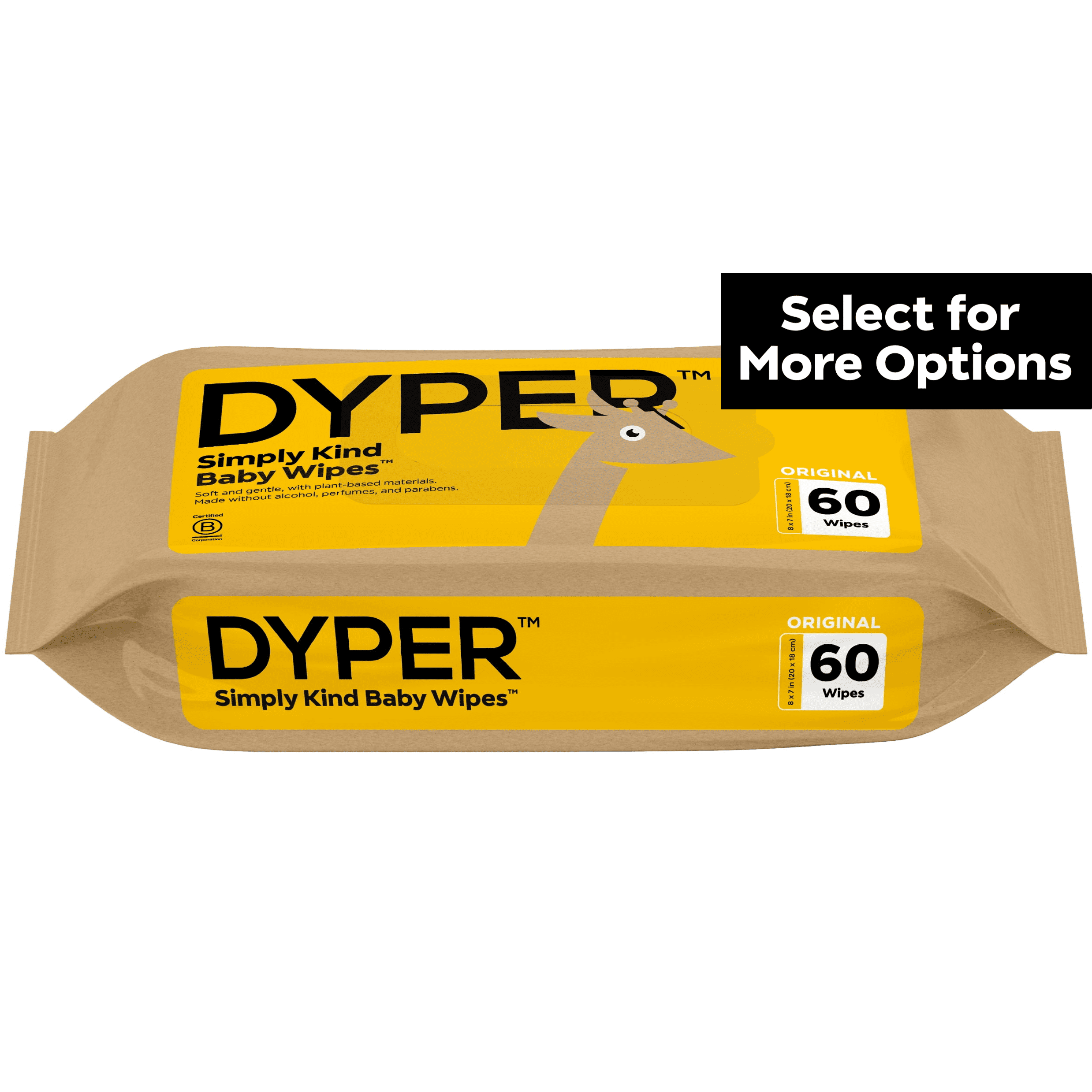 DYPER Ultra Premium Baby Wet Wipes for Sensitive Skin, Unscented, 60