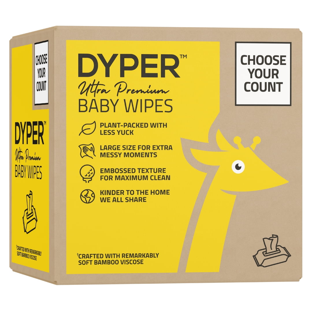 DYPER Ultra Premium Baby Wet Wipes for Sensitive Skin, Unscented, 60