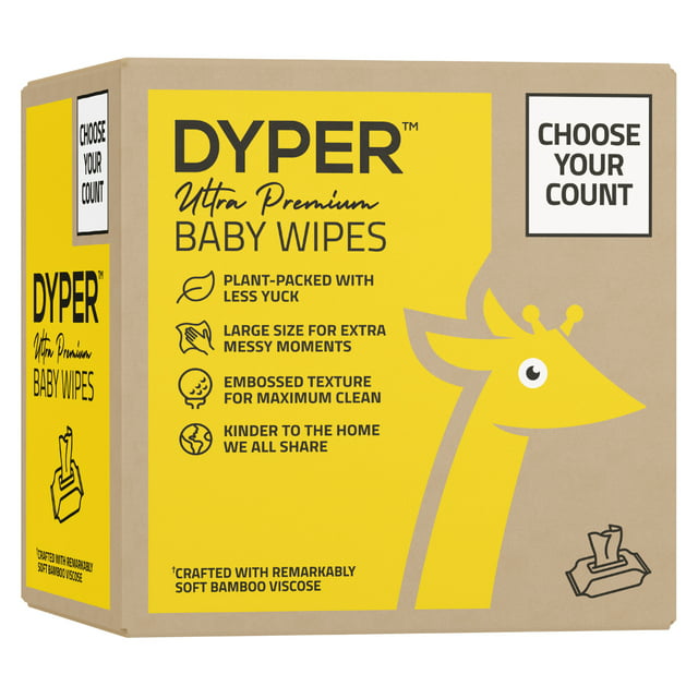 DYPER Ultra Premium Baby Wet Wipes for Sensitive Skin, Unscented, 60 Wipes