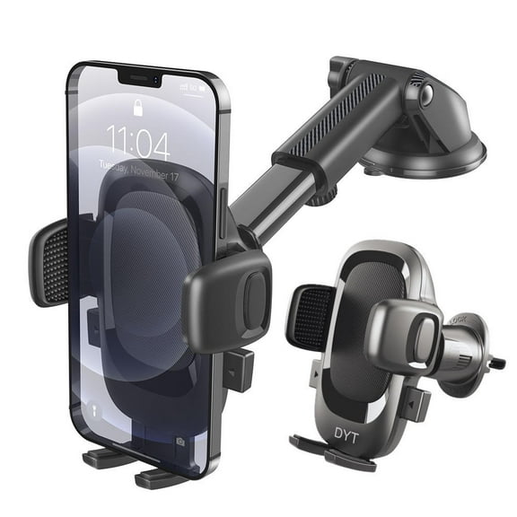 DYT 3 in 1 Universal Car Mount Phone Holder, Dashboard/Windshield & Air Vent, Compatible with iPhone, Samsung, Google, and More
