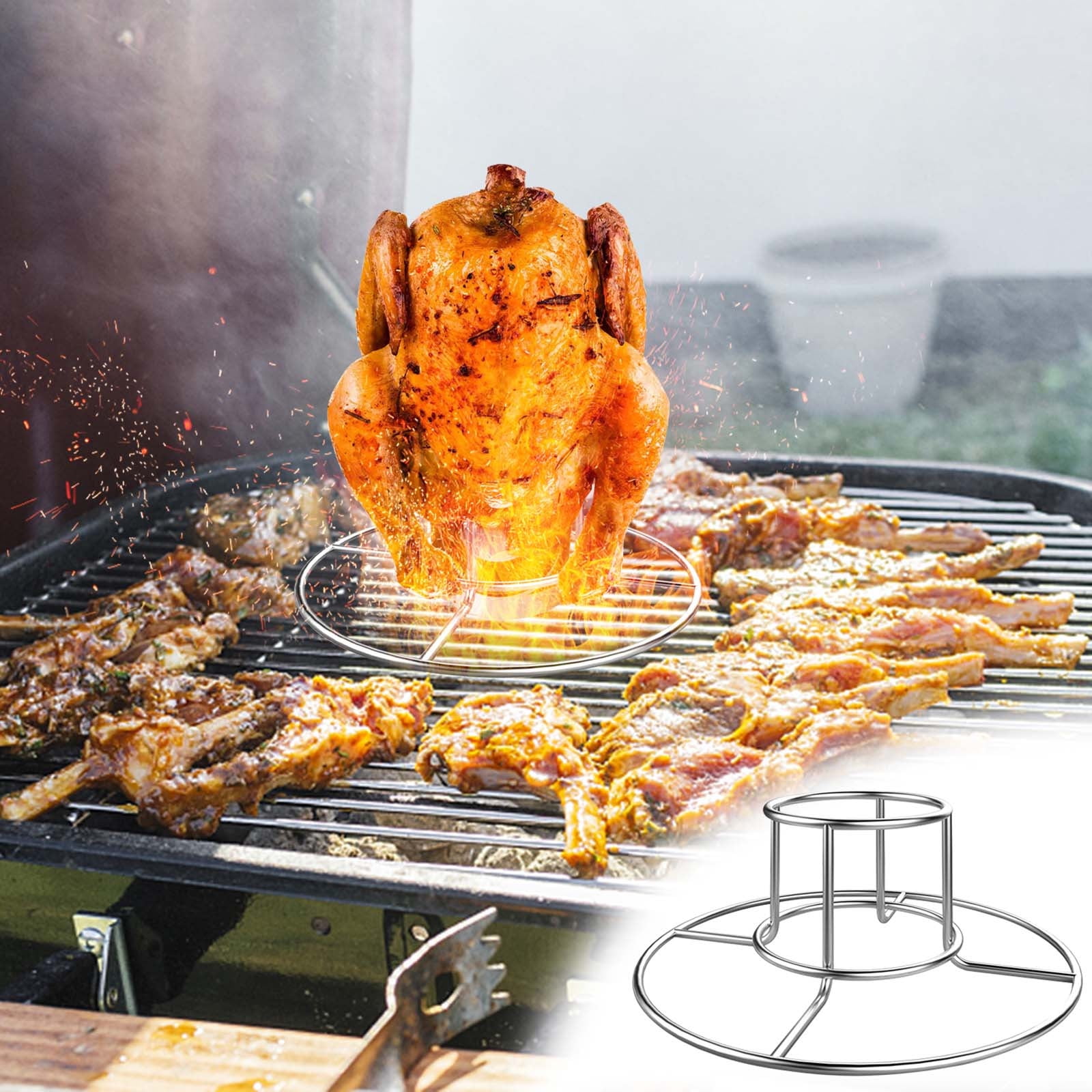 Outdoor Kitchen Stainless Steel Chicken Leg Wing Rack 14-Slot