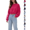 thumbnail image 1 of DYTTDG Cropped Sweatshirt for Women Crewneck Long Sleeve Loose Pullover Casual Fall Outfits, 1 of 7