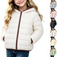 thumbnail image 1 of DYTTDG Girls Hooded Quilted Puffer Jacket, Full‑Zip Winter Outerwear With Side Pockets, Lightweight Warm Long‑Sleeve Hooded Coat for Cold‑Weather Daily Outdoor Wear 3Y-13Y, 1 of 2