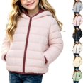 thumbnail image 1 of DYTTDG Girls Hooded Quilted Puffer Jacket, Full‑Zip Winter Outerwear With Side Pockets, Lightweight Warm Long‑Sleeve Hooded Coat for Cold‑Weather Daily Outdoor Wear 3Y-13Y, 1 of 8