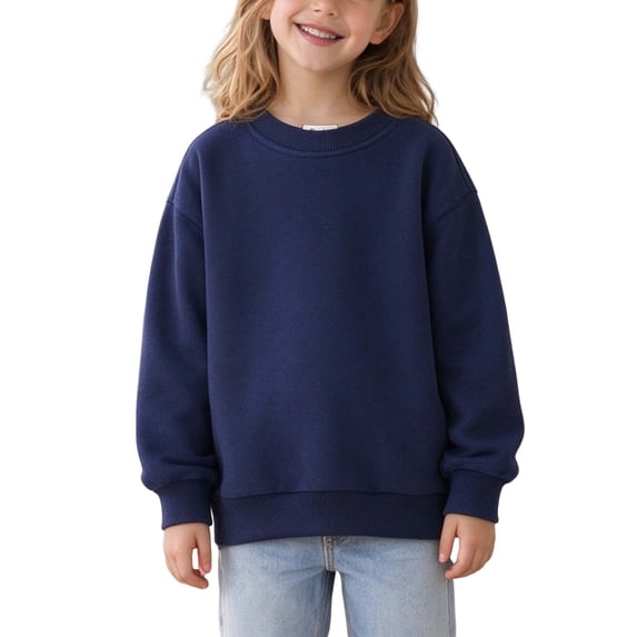 DYTTDG Girls Solid Color Crew Neck Sweatshirt, Long Sleeve Casual Pullover Top, Classic Ribbed Cuffs & Hem, Relaxed Fit Sweatshirt for Daily Casual Wear