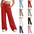 thumbnail image 1 of DYTTDG Girls' Solid Wide Leg Jogger Pants, Elastic Waist Loose Fit Girls' Casual Sweatpants with Side Pockets for Daily Wear, 1 of 8