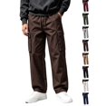 thumbnail image 1 of DYTTDG Men’s Drawstring Cargo Pants, Elastic Waist Full Length Straight Leg Trousers with Multi Pockets, Solid Color Casual Wear for Daily Walking & Outdoor, 1 of 8