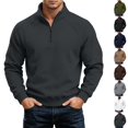 thumbnail image 1 of DYTTDG Men's Quarter Zip Stand Collar Pullover Sweatshirt, Solid Raglan Long Sleeve Side Pocket Loose Casual Daily Layer Top, 1 of 8
