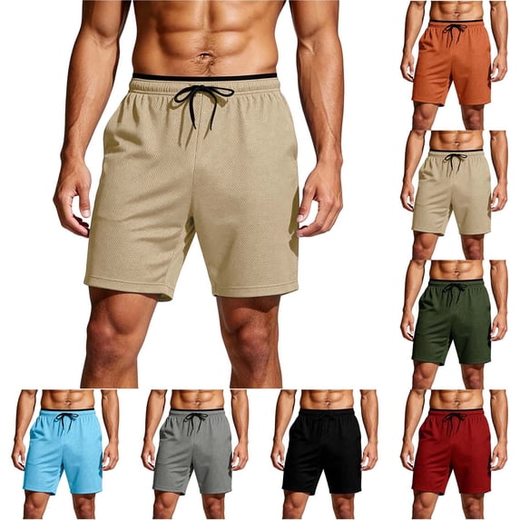 DYTTDG Men's Quick-Dry Mesh Athletic Shorts | Elastic Drawstring Waist Running Workout Shorts with Pockets, Lightweight Sport Shorts
