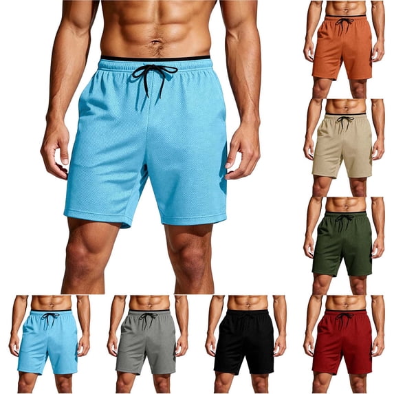 DYTTDG Men's Quick-Dry Mesh Athletic Shorts | Elastic Drawstring Waist Running Workout Shorts with Pockets, Lightweight Sport Shorts