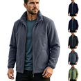 thumbnail image 1 of DYTTDG Men's Reversible Stand Collar Full Zip Fleece Jacket, Solid Long Sleeve Warm Casual Coat with Side Pockets Lightweight Outerwear for Fall Winter Daily Wear, 1 of 8