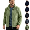 thumbnail image 1 of DYTTDG Men's Reversible Stand Collar Full Zip Fleece Jacket, Solid Long Sleeve Warm Casual Coat with Side Pockets Lightweight Outerwear for Fall Winter Daily Wear, 1 of 5