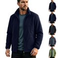 thumbnail image 1 of DYTTDG Men's Reversible Stand Collar Full Zip Fleece Jacket, Solid Long Sleeve Warm Casual Coat with Side Pockets Lightweight Outerwear for Fall Winter Daily Wear, 1 of 8