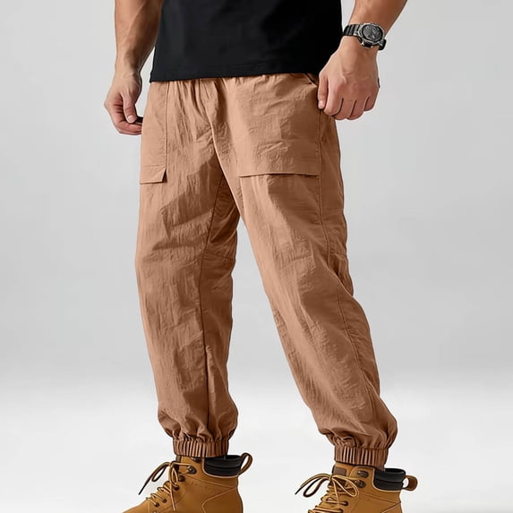 DYTTDG Men's Solid Color Casual Pants with Elastic Waist & Drawstring | Sport Workwear Joggers for Gym, Work, Hiking & Daily