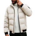 thumbnail image 1 of DYTTDG Men’s Winter Puffer Jacket, Long Sleeve Zip Up Quilted Outerwear with Ribbed Cuffs, Casual Loose Fit Coat for Daily Outdoor Wear, 1 of 8