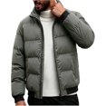 thumbnail image 1 of DYTTDG Men’s Winter Puffer Jacket, Long Sleeve Zip Up Quilted Outerwear with Ribbed Cuffs, Casual Loose Fit Coat for Daily Outdoor Wear, 1 of 8