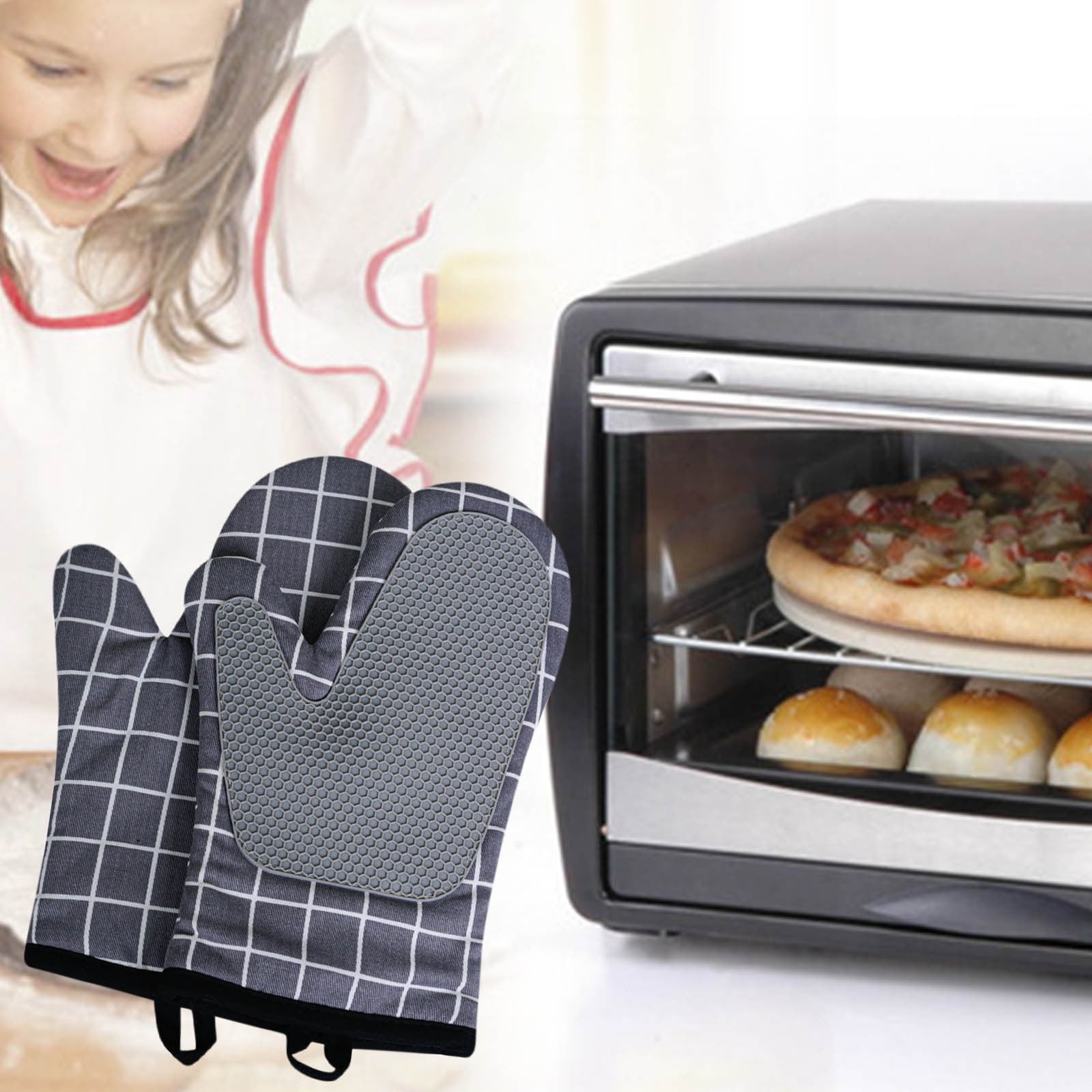 Gloves Oven Mitts Kids Kitchen Microwave Baking Cooking Heat