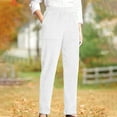 thumbnail image 1 of DYTTDG Solid Corduroy Pants for Women Elastic High Waist Pull On Straight Leg Slacks Casual Trousers with Pockets, 1 of 6