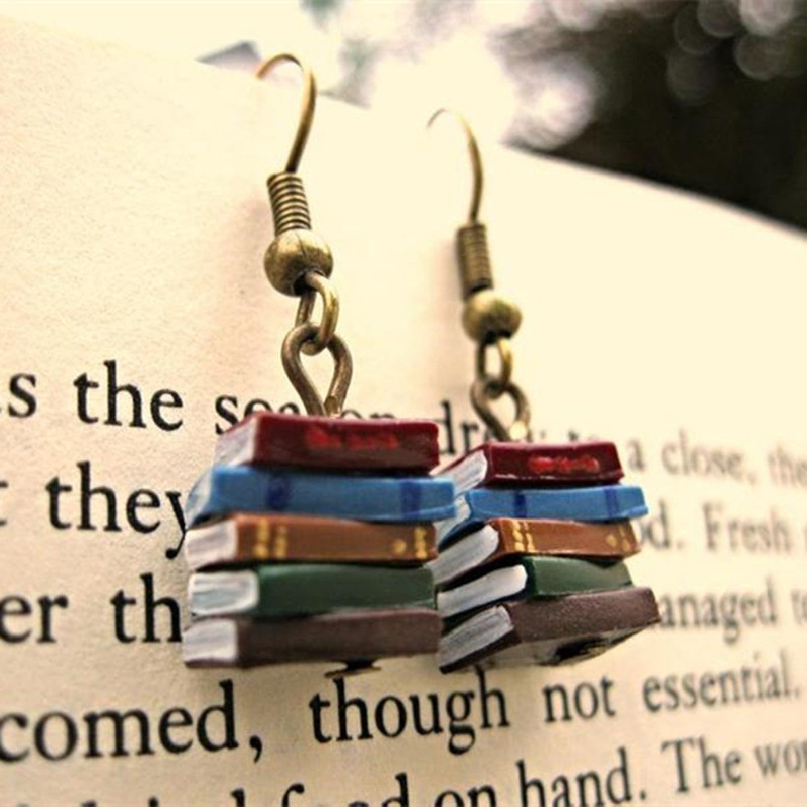 DYTTDG Book Earrings, Multicolor, Fashion Jewelry, Gold, 2 Pieces
