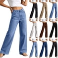 thumbnail image 1 of DYTTDG Women High Waist Solid Straight Leg Jeans, Classic Button Zipper Denim Pants With Multiple Pockets, Casual Relaxed‑Fit Denim Trousers For Spring Fall Daily Casual Outfits, 1 of 8