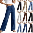thumbnail image 1 of DYTTDG Women High Waist Solid Straight Leg Jeans, Classic Button Zipper Denim Pants With Multiple Pockets, Casual Relaxed‑Fit Denim Trousers For Spring Fall Daily Casual Outfits, 1 of 8