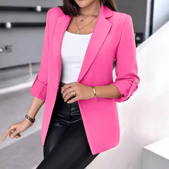 DYTTDG Women's Casual Blazer Solid Color Long Sleeve Buttonless Blazer Jacket Great Gifts for Less End of Year Clearance