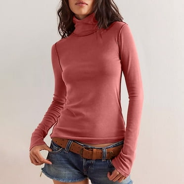 DYTTDG Women's Casual Long Sleeve High Neck T-Shirt Solid Color Basic Top on Clearance Great Gifts for Less Family Gifts