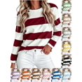 thumbnail image 1 of DYTTDG Women’s Crew Neck Long Sleeve Striped Top, Loose‑Fit Soft Knit Pullover Blouse, Versatile Daily Shirt for Spring‑Fall Casual Outfits S‑5XL, 1 of 6