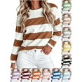 thumbnail image 1 of DYTTDG Women’s Crew Neck Long Sleeve Striped Top, Loose‑Fit Soft Knit Pullover Blouse, Versatile Daily Shirt for Spring‑Fall Casual Outfits S‑5XL, 1 of 6