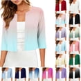 thumbnail image 1 of DYTTDG Women's Cropped Shrug Cardigan | 3/4 Sleeve Open Front Round Neck Lightweight Cover Up for Summer, Casual Layer, 1 of 8
