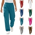 thumbnail image 1 of DYTTDG Women's Drawstring Elastic Waist Cargo Jogger Pants, Solid Color Loose Fit Casual Sweatpants with Side Cargo Pockets, 1 of 8