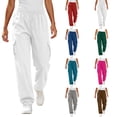 thumbnail image 1 of DYTTDG Women's Drawstring Elastic Waist Cargo Jogger Pants, Solid Color Loose Fit Casual Sweatpants with Side Cargo Pockets, 1 of 8